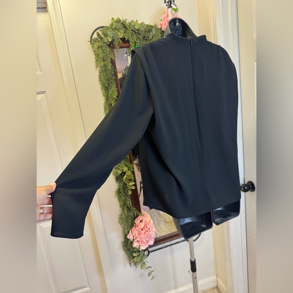 Zara Black Draped Cowl-Neck Blouse - Picture 7 of 7